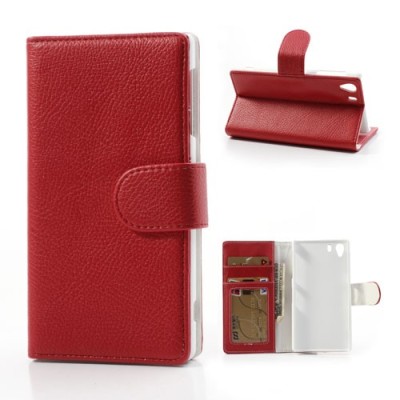 „Lychee“ Sony Xperia Z1 raudonas odinis atverčiamas dėklas / Priedai.lt