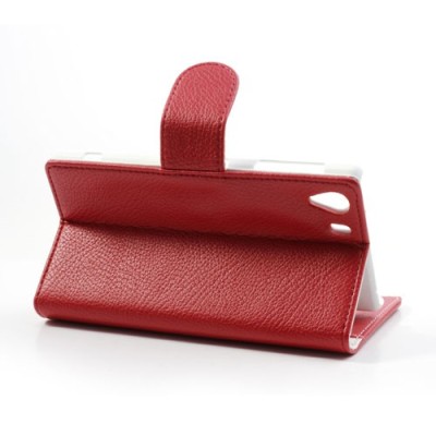 „Lychee“ Sony Xperia Z1 raudonas odinis atverčiamas dėklas / Priedai.lt