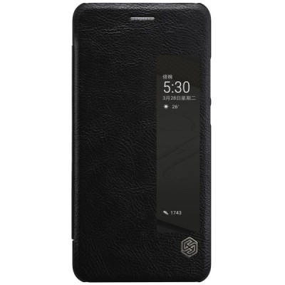 Greznais „Nillkin“ Qin sērijas ādas atvērams melns Huawei P10 Plus maciņš / Vacins.lv