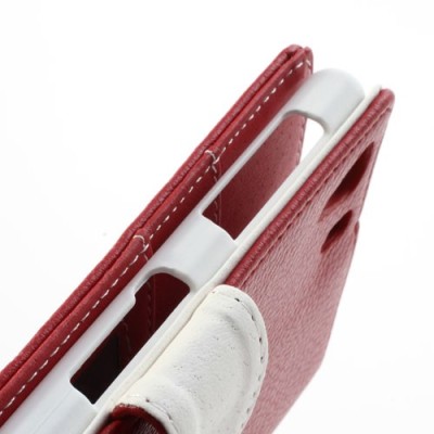 „Lychee“ Sony Xperia Z1 raudonas odinis atverčiamas dėklas / Priedai.lt