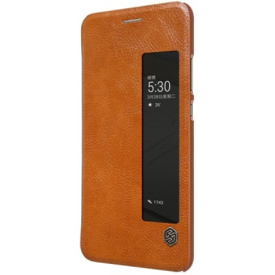 Prabangus „Nillkin“ Qin serijos rudas odinis atverčiamas Huawei P10 Plus dėklas - knygutė / Priedai.lt