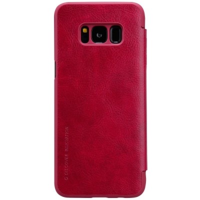 Greznais „Nillkin“ Qin sērijas ādas atvērams sarkans Samsung Galaxy S8+ (G955) maciņš / Vacins.lv