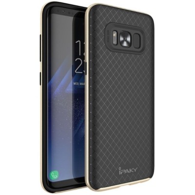 Samsung Galaxy S8+ (G955) „IPAKY“ kieto silikono TPU juodas (auksiniais apvadais) dėklas - nugarėlė / Priedai.lt