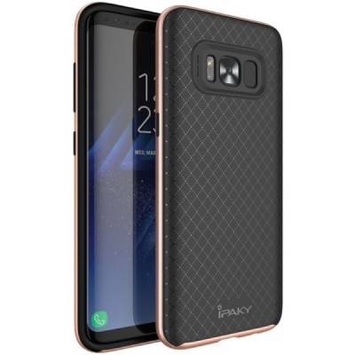 Samsung Galaxy S8+ (G955) „IPAKY“ cieta silikona (TPU) melns apvalks (apmales - rozā krāsā) / Vacins.lv