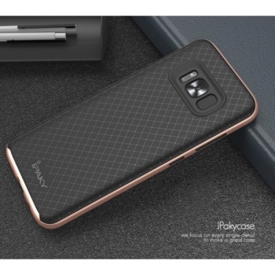 Samsung Galaxy S8+ (G955) „IPAKY“ cieta silikona (TPU) melns apvalks (apmales - rozā krāsā) / Vacins.lv