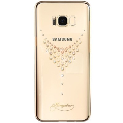 Samsung Galaxy S8+ (G955) Kingxbar Crystal Icon Pro Necklace Swarovski plastikinis skaidrus permatomas auksinis dėklas su krista