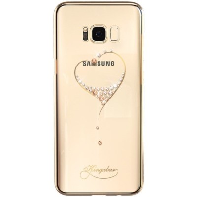 Samsung Galaxy S8+ (G955) elegants Kingxbar Crystal Love Swarovski dzidrs (caurspīdīgs) zelta plastmasas apvalks ar kristāliem /