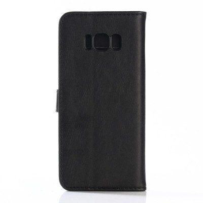 Samsung Galaxy S8 (G950) atvēramais ādas melns retro maciņš (maks) / Vacins.lv
