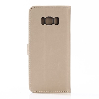 Samsung Galaxy S8 (G950) atverčiamas smėlio spalvos odinis retro dėklas - piniginė / Priedai.lt