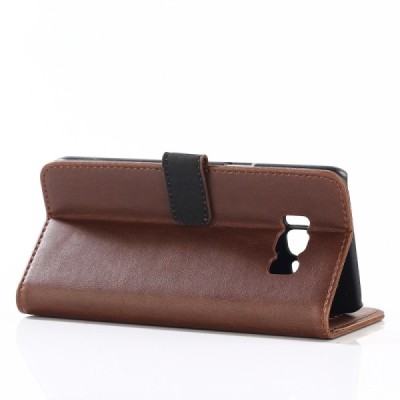 Samsung Galaxy S8 (G950) atverčiamas tamsiai rudas odinis retro dėklas - piniginė / Priedai.lt