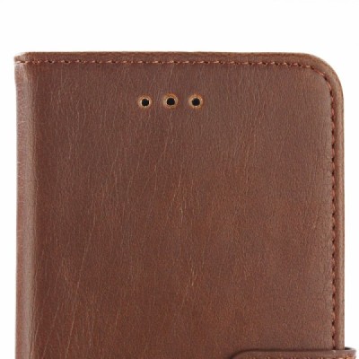 Samsung Galaxy S8 (G950) atverčiamas tamsiai rudas odinis retro dėklas - piniginė / Priedai.lt