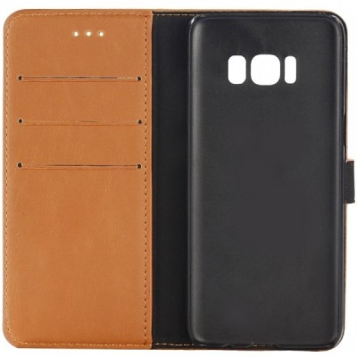 Samsung Galaxy S8 (G950) atvēramais ādas gaiši brūns retro maciņš (maks) / Vacins.lv