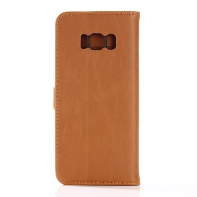 Samsung Galaxy S8 (G950) atvēramais ādas gaiši brūns retro maciņš (maks) / Vacins.lv