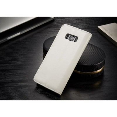 Samsung Galaxy S8 (G950) „CaseMe“ solidus atverčiamas baltas odinis dėklas - knygutė / Priedai.lt