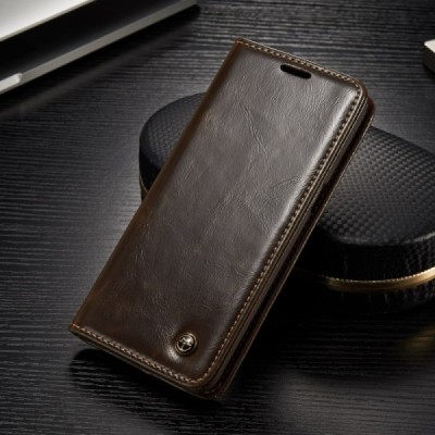 Samsung Galaxy S8 (G950) „CaseMe“ solidus atverčiamas rudas odinis dėklas - knygutė / Priedai.lt