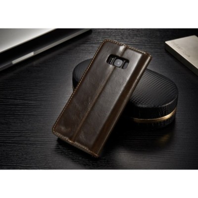 Samsung Galaxy S8 (G950) „CaseMe“ solidus atverčiamas rudas odinis dėklas - knygutė / Priedai.lt