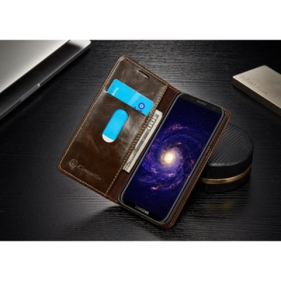 Samsung Galaxy S8 (G950) „CaseMe“ solidus atverčiamas rudas odinis dėklas - knygutė / Priedai.lt