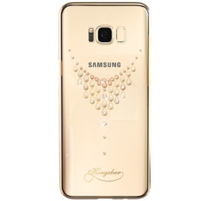Samsung Galaxy S8 (G950) Kingxbar Crystal Icon Pro Necklace Swarovski plastikinis skaidrus permatomas auksinis dėklas su kristal