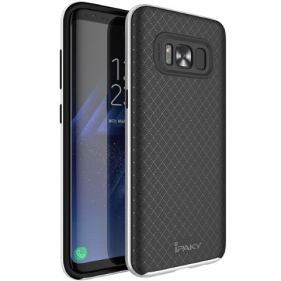 Samsung Galaxy S8 (G950) „IPAKY“ kieto silikono TPU juodas (pilkais apvadais) dėklas - nugarėlė / Priedai.lt