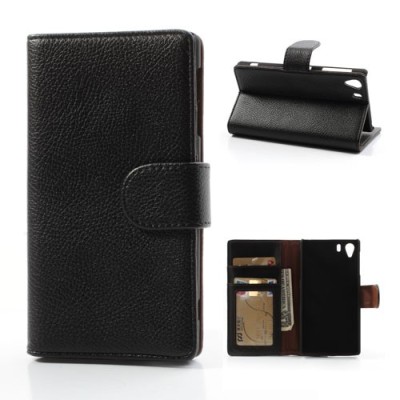 „Lychee“ Sony Xperia Z1 juodas odinis atverčiamas dėklas / Priedai.lt