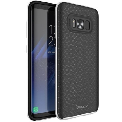Samsung Galaxy S8 (G950) „IPAKY“ kieto silikono TPU juodas (sidabriniais apvadais) dėklas - nugarėlė / Priedai.lt