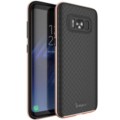 Samsung Galaxy S8 (G950) „IPAKY“ kieto silikono TPU juodas (rožiniais apvadais) dėklas - nugarėlė / Priedai.lt