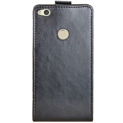 Huawei P9 Lite 2017 (Huawei P8 Lite 2017) „J&R“ klasikinis vertikaliai atverčiamas juodas odinis dėklas / Priedai.lt