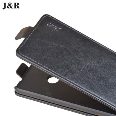 Huawei P9 Lite 2017 (Huawei P8 Lite 2017) „J&R“ klasikinis vertikaliai atverčiamas juodas odinis dėklas / Priedai.lt