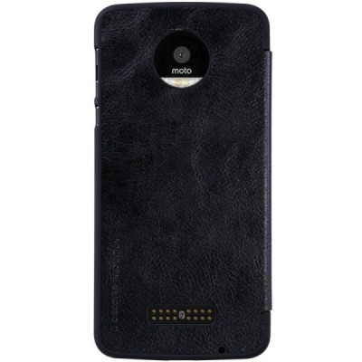 Greznais „Nillkin“ Qin sērijas ādas atvērams melns Motorola Moto Z (Moto Z Droid) maciņš (maks) / Vacins.lv