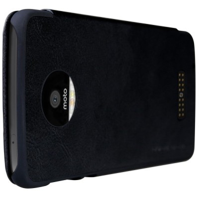 Greznais „Nillkin“ Qin sērijas ādas atvērams melns Motorola Moto Z (Moto Z Droid) maciņš (maks) / Vacins.lv