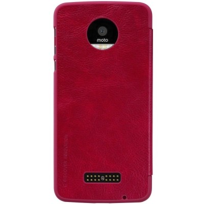 Prabangus „Nillkin“ Qin serijos raudonas odinis atverčiamas Motorola Moto Z (Moto Z Droid) dėklas / Priedai.lt