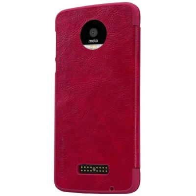 Prabangus „Nillkin“ Qin serijos raudonas odinis atverčiamas Motorola Moto Z (Moto Z Droid) dėklas / Priedai.lt