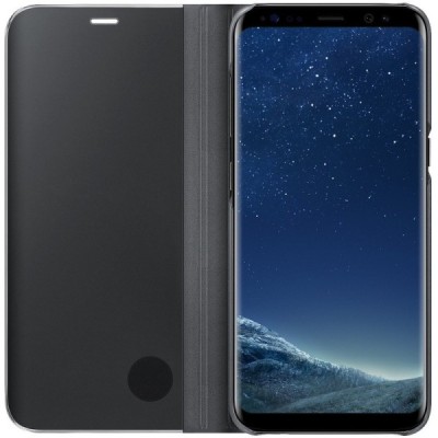 Samsung Galaxy S8 (G950) oficiāls Clear View Standing Cover atvērams melns ādas maciņš / Vacins.lv