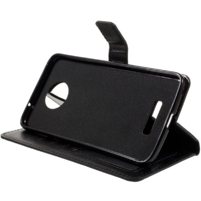 Motorola Moto Z (Moto Z Droid) atvēramais ādas melns maciņš (maks) / Vacins.lv