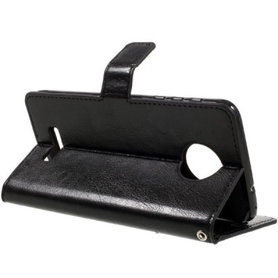 Motorola Moto Z (Moto Z Droid) atvēramais ādas melns maciņš (maks) / Vacins.lv