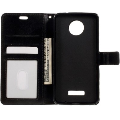 Motorola Moto Z (Moto Z Droid) atvēramais ādas melns maciņš (maks) / Vacins.lv