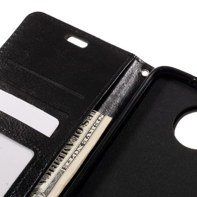 Motorola Moto Z (Moto Z Droid) atvēramais ādas melns maciņš (maks) / Vacins.lv