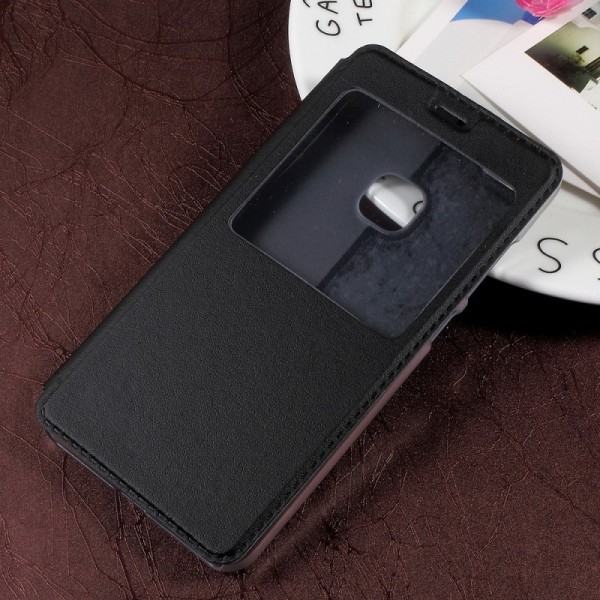 Atvēramais maciņš ar lodziņu - melns (P10 Lite)