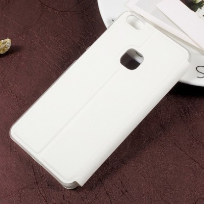 Huawei P10 Lite baltas odinis atverčiamas dėklas su langeliu / Priedai.lt