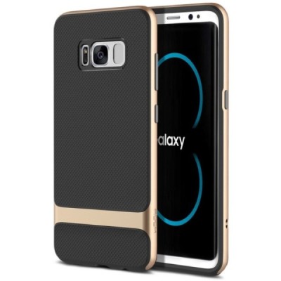 Samsung Galaxy S8+ (G955) „Rock“ Royce pastiprinātas aizsardzības melns apmales zeltā krāsā apvalks / Vacins.lv