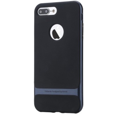 „Rock“ Royce sustiprintos apsaugos Apple iPhone 7 Plus (iPhone 8 Plus) juodas mėlynos spalvos apvadais kieto silikono (TPU) ir p