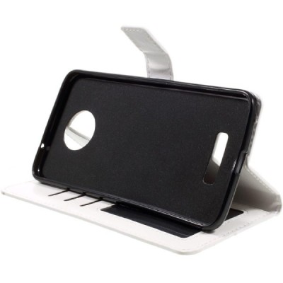 Motorola Moto Z (Moto Z Droid) atverčiamas baltas odinis dėklas - piniginė / Priedai.lt