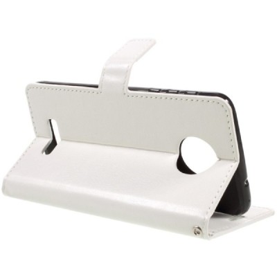 Motorola Moto Z (Moto Z Droid) atverčiamas baltas odinis dėklas - piniginė / Priedai.lt