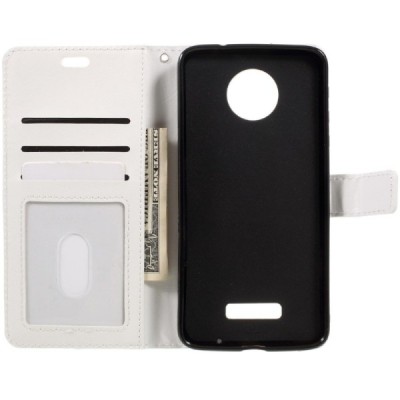 Motorola Moto Z (Moto Z Droid) atverčiamas baltas odinis dėklas - piniginė / Priedai.lt