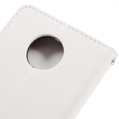 Motorola Moto Z (Moto Z Droid) atverčiamas baltas odinis dėklas - piniginė / Priedai.lt