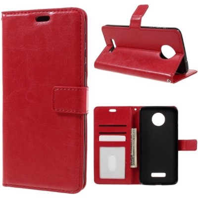 Motorola Moto Z (Moto Z Droid) atverčiamas raudonas odinis dėklas - piniginė / Priedai.lt