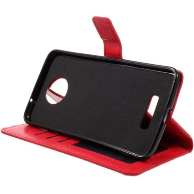 Motorola Moto Z (Moto Z Droid) atvēramais ādas sarkans maciņš (maks) / Vacins.lv