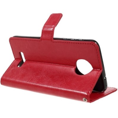 Motorola Moto Z (Moto Z Droid) atvēramais ādas sarkans maciņš (maks) / Vacins.lv