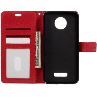 Motorola Moto Z (Moto Z Droid) atvēramais ādas sarkans maciņš (maks) / Vacins.lv