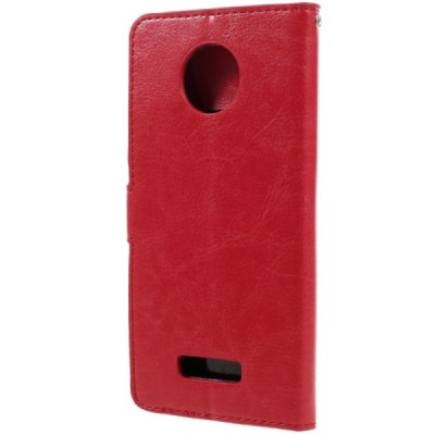 Motorola Moto Z (Moto Z Droid) atvēramais ādas sarkans maciņš (maks) / Vacins.lv